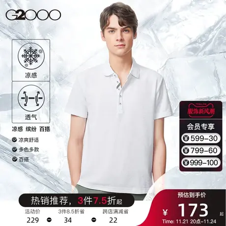 G2000男装 透气夏季新款商务休闲舒适透气T恤青年装纯色polo衫男图片