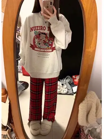 美式复古hiphop潮牌卫衣女春秋薄款宽松韩版上衣慵懒风小个子外套商品大图