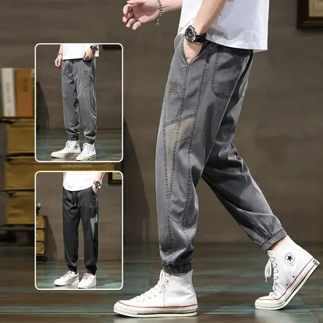 夏季超薄款工装裤男士2024新款夏天丝休闲裤男裤九分冰丝裤子透气商品大图