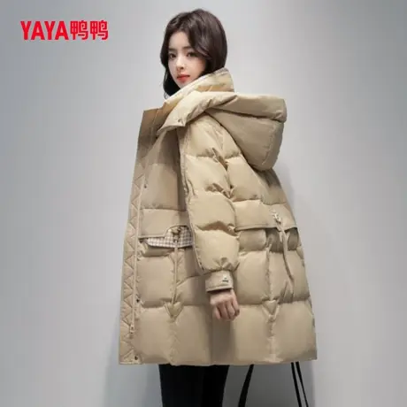 鸭鸭羽绒服女2023冬季新品中长款时尚百搭连帽加厚保暖外套Y图片