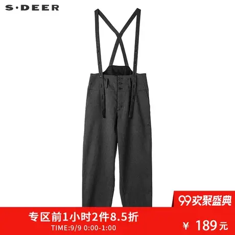 sdeer圣迪奥2017秋装新品女学院风古典搭袢装饰背带长裤S17380842商品大图
