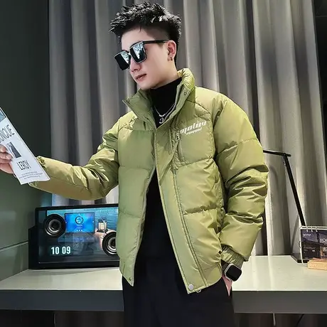 冬季2023新款时尚修身短款棉服外套男潮牌个性加厚印花字母棉衣图片