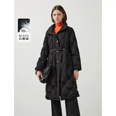 朗姿霍尔多巴吉白鹅绒高级感菱格保暖羽绒服外套女2023年冬季奥莱商品大图