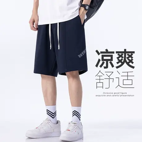 夏装五分针织短裤男士夏季薄款运动外穿大裤头半截中裤子2023新款商品大图
