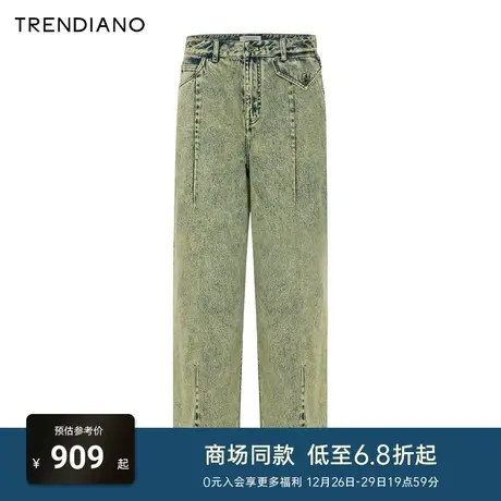 TRENDIANO做旧水洗宽松牛仔裤2024年新款复古休闲百搭长裤男潮商品大图
