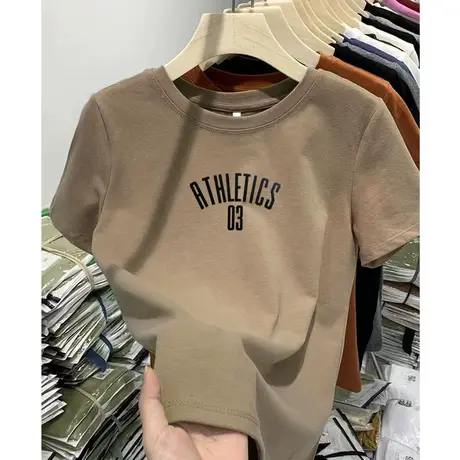 小个子短袖印花t恤女春夏季学生内搭圆领打底衫宽松显瘦正肩上衣商品大图