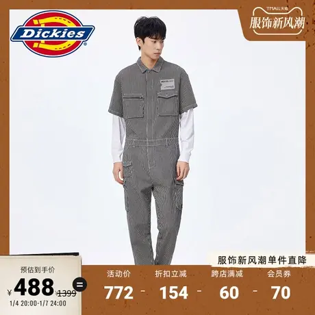 Dickies商场同款 秋冬硅胶图案徽章 休闲工装风条纹连体裤商品大图