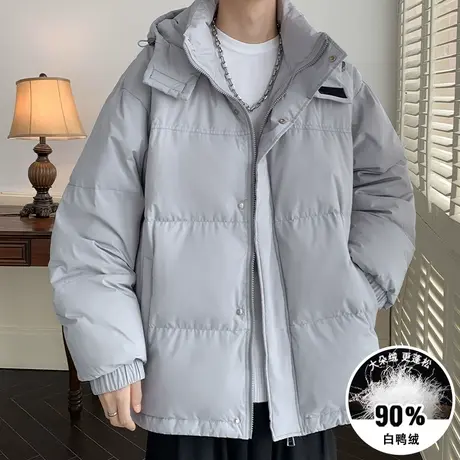 短款羽绒服男冬季潮牌连帽轻薄冬装无性别极寒衣服加厚白鸭绒外套图片