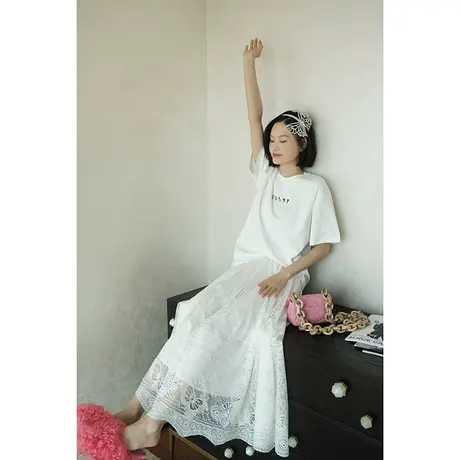 2024春夏新款时尚简约T恤圆领宽松显瘦印花卡通动漫短袖女士上衣商品大图