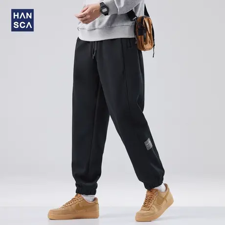 hansca抽绳束脚裤男秋冬季美式重磅宽松休闲加厚保暖运动大码卫裤商品大图