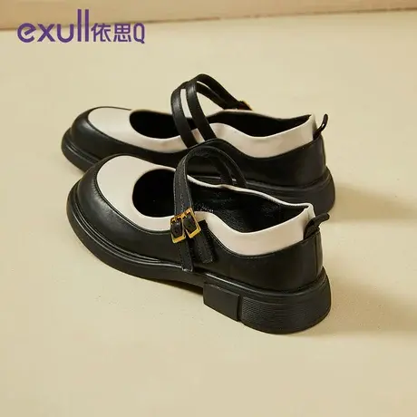 依思q法式小皮鞋女2023新款秋季设计感厚底英伦风乐福鞋玛丽珍鞋商品大图