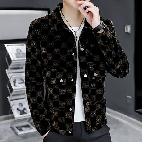 秋季灯芯绒夹克男士青年潮流韩版翻领男装休闲外套痞帅气百搭上衣图片