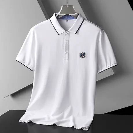 男士纯棉短袖夏薄款吸汗polo衫宽松休闲大码男装上衣中年爸爸t恤商品大图