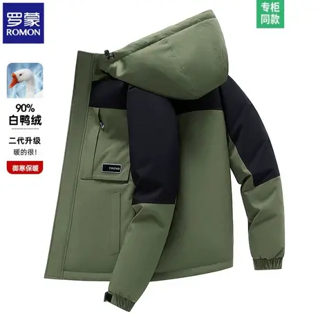 Romon/罗蒙加厚羽绒服男情侣款户外防水冬季新款90白鸭绒男士外套图片