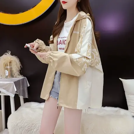 宽松休闲连帽工装外套女2023秋冬季新款时尚洋气减龄显瘦百搭上衣商品大图