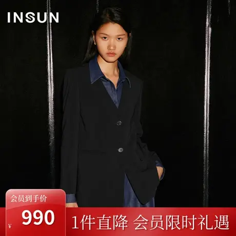 恩裳COVER2023秋装新款假两件拼接设计立裁正肩式廓形西装外套女商品大图