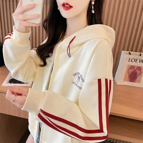 早秋装外套女春秋季韩版宽松大码初秋薄款小个子短款夹克开衫卫衣图片