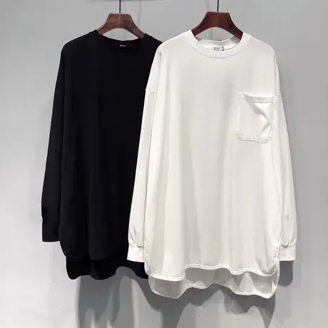 欧货磨毛长袖T恤女秋季百搭大码宽松显瘦韩版中长款上衣体恤潮ins商品大图