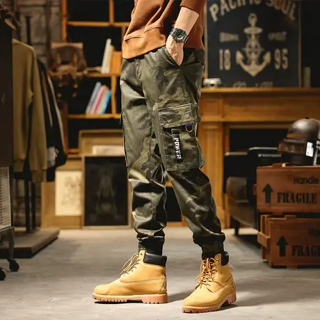 工装裤男ins超火束脚休闲裤宽松哈伦裤2022冬季新款户外运动休闲商品大图