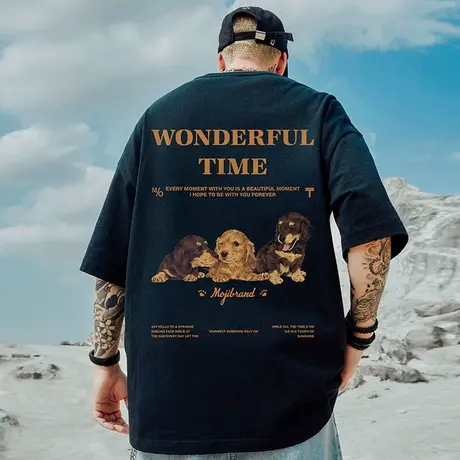 oversize美式潮牌胖子男装大码宽松短袖T恤加肥加大纯棉半袖夏季商品大图