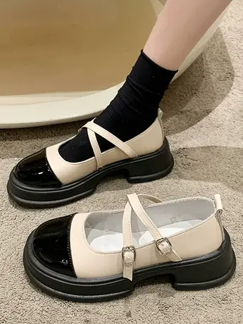 法式复古玛丽珍小皮鞋女2023春秋新款英伦风jk圆头配裙子粗跟单鞋商品大图