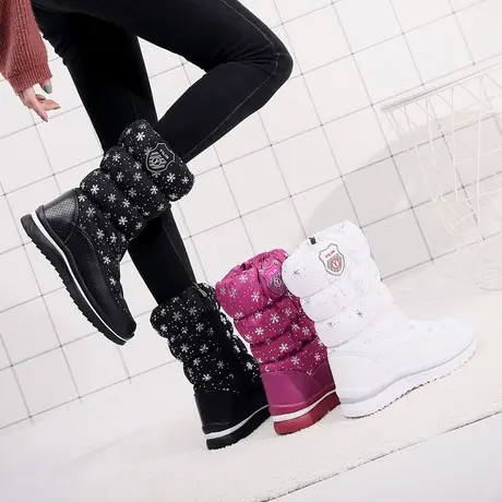 东北加厚雪地靴女款中筒冬季新款加绒保暖棉鞋高帮防水防滑长靴子商品大图