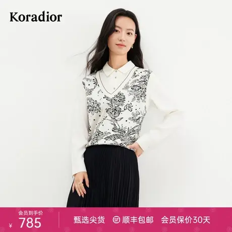 珂莱蒂尔女装2024春季新款通勤百搭v领针织背心上衣套头衫高级感商品大图
