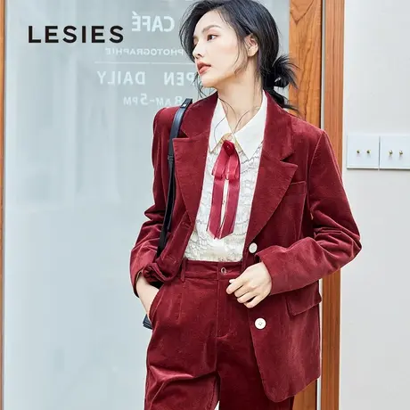 蓝色倾情春秋款女装线下专柜同款通勤职业OL休闲丝绒西装外套图片