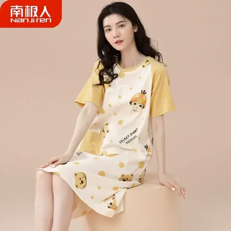 南极人睡裙夏季女款夏天纯棉性感女士孕妇芳姿睡衣女夏款2023新款商品大图
