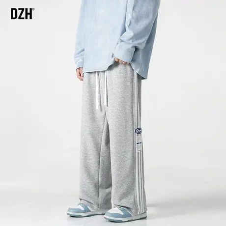 男士灰色直筒休闲裤男秋季潮流韩版宽松垂感运动裤子男裤2023新款商品大图