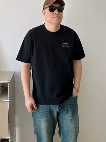 DAEVU夏季大码男装简约字母休闲潮胖子加肥加大圆领男士短袖T恤商品大图