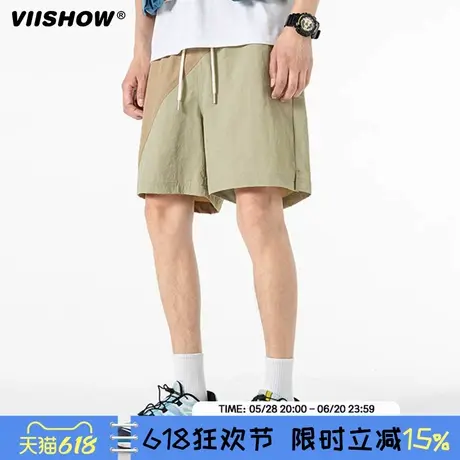 VIISHOW日系百搭拼色宽松运动短裤男士2025夏季情侣休闲五分中裤商品大图