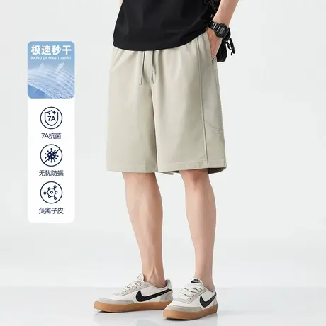 hansca抗菌防螨休闲短裤男2025夏季薄款负离子皮智能速干棉五分裤图片