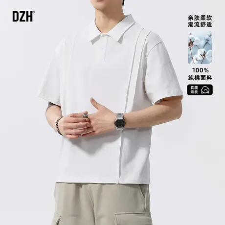 男士纯棉Polo短袖美式t恤男夏季2025新款宽松插肩袖半袖上衣男款商品大图