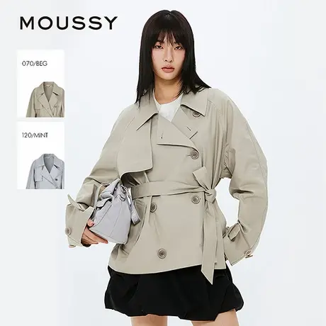 明星同款MOUSSY25春新品随性都市风短款风衣外套028ISZ30-0531图片