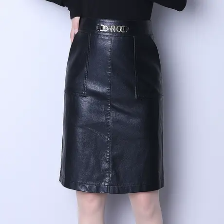 PU皮短裙包臀裙女秋冬2023新款高腰修身皮裙半身裙通勤一步裙中裙图片