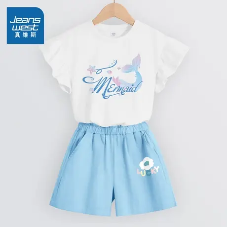 真维斯童装女童夏季裤子薄款五分裤儿童纯棉运动裤中大童夏装套装图片
