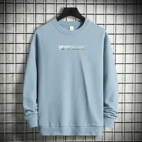 380g重磅纯棉卫衣男摇粒绒加绒加厚套头无帽上衣潮流宽松圆领长袖商品大图