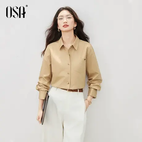 OSA欧莎复古慵懒高级感长袖衬衫女2025秋季新款通勤翻领衬衣上衣商品大图