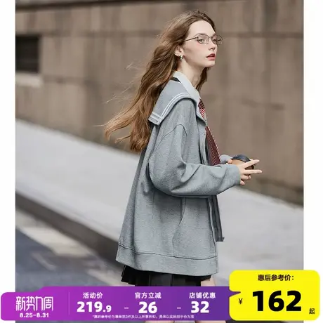 唐狮2025年女外套短款春秋季海军领针织女百搭设计减龄学院风外套商品大图
