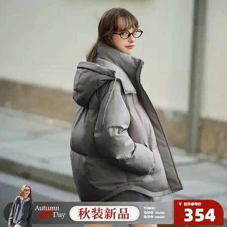 唐狮2025冬季女短款羽绒服连帽下摆设计感独特爱心好看小个子穿搭图片
