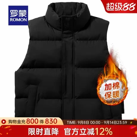 罗蒙男士立领棉马甲2025冬季新款中青年简约纯色百搭舒适保暖棉服商品大图