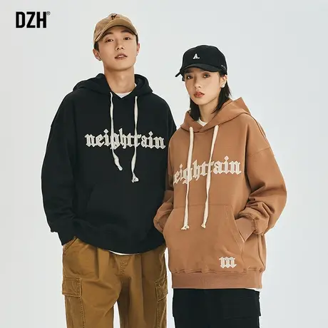 情侣美式连帽卫衣男春秋潮牌大码男装2023新款休闲外套情侣装春装图片