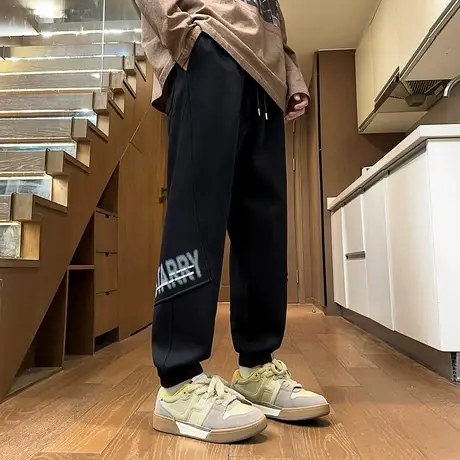 唐狮卫裤男春秋新款运动裤男束脚针织长裤宽松显瘦裤子男潮WWTD图片