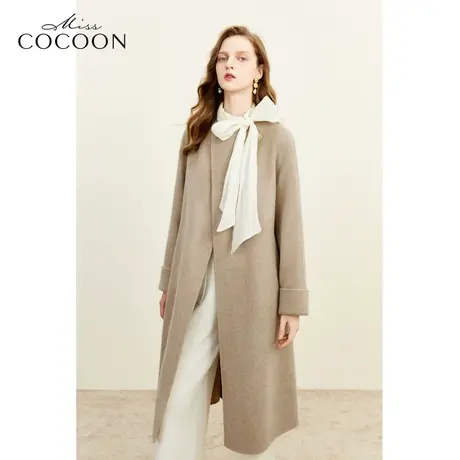 missCOCOON静奢风2023冬装新款女装山羊绒混纺双面呢毛呢外套大衣商品大图