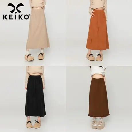 KEIKO 【4色】软糯A字针织半身裙2023秋冬通勤显瘦中长款毛线裙图片