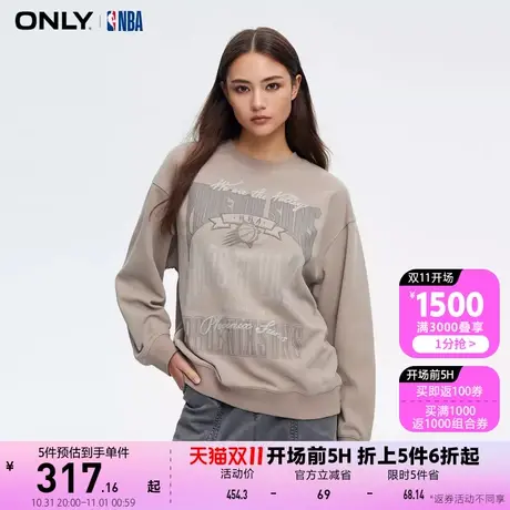【买4免1】【上新】ONLY奥莱NBA联名款潮酷刺绣宽松圆领卫衣女商品大图