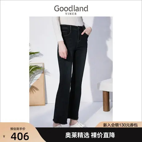 音儿美地女装2022冬季新款通勤修身直筒喇叭裤牛仔裤高级感商品大图