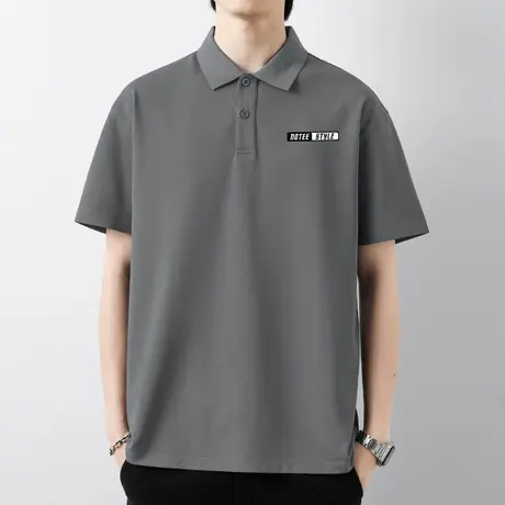 短袖t恤男装翻领保罗polo衫冰丝凉感有领上衣服潮牌字母印花半袖商品大图