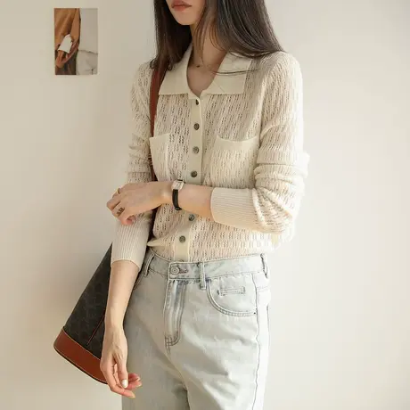 毛衣开衫外套女2023秋新款法式复古小众高级感外穿长袖上衣商品大图